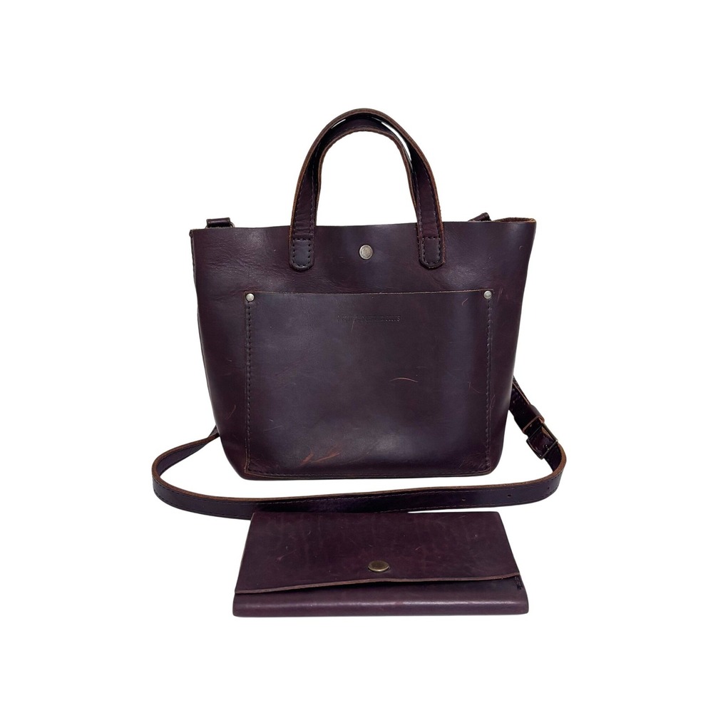 Portland Leather Goods Crossbody Tote Bag & Wallet Brown Minimalist Classic